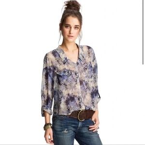 Free People Button Down Long Sleeve Sheer Top Sz S
